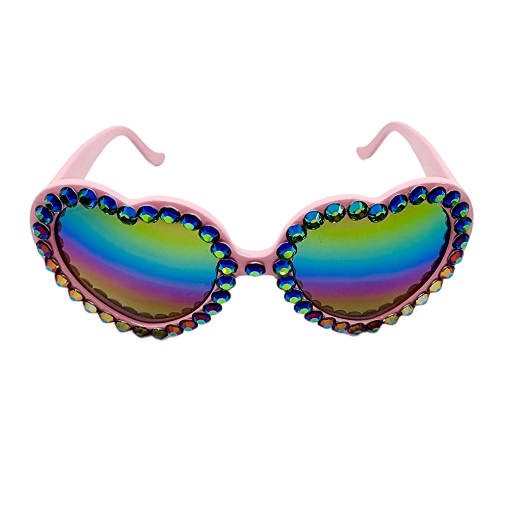 LOLITA RAINBOW RHINESTONE HEART SUNGLASSES