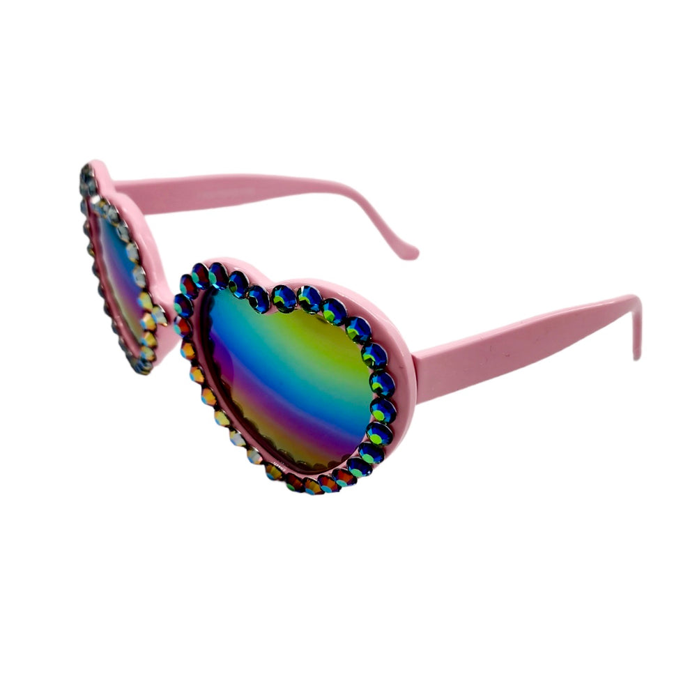 LOLITA RAINBOW RHINESTONE HEART SUNGLASSES