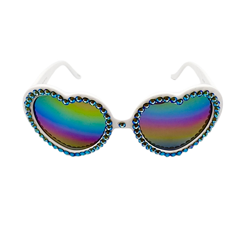 LOLITA SAGE SHIMMER RHINESTONE HEART SUNGLASSES