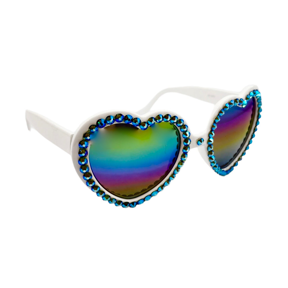 LOLITA SAGE SHIMMER RHINESTONE HEART SUNGLASSES