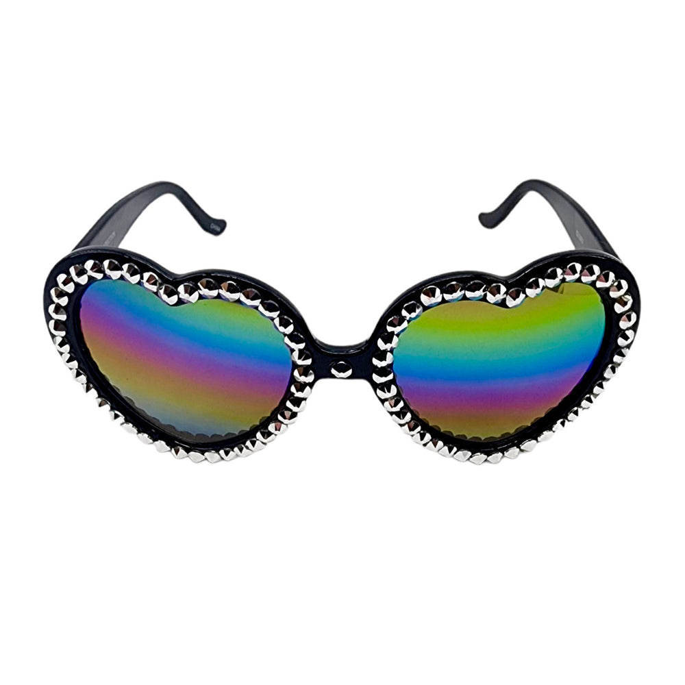 LOLITA CHROME RHINESTONE HEART SUNGLASSES