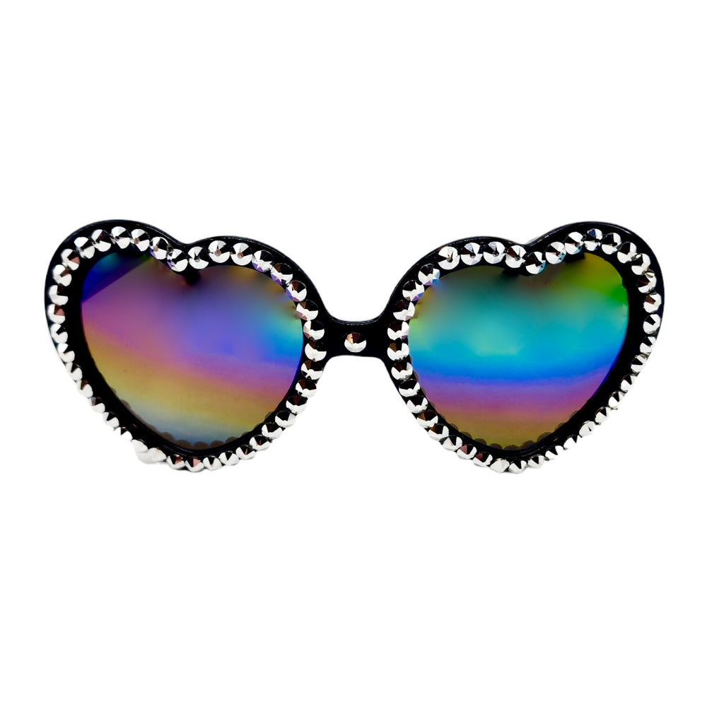 LOLITA CHROME RHINESTONE HEART SUNGLASSES