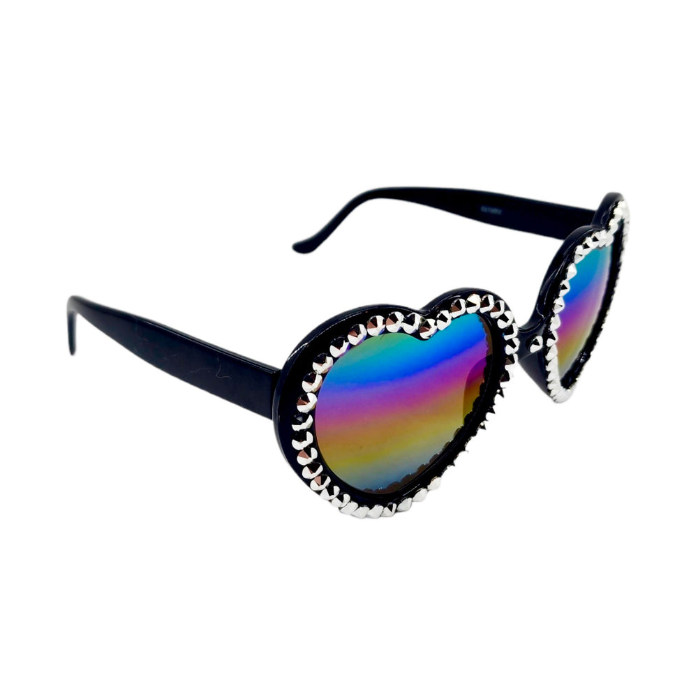 LOLITA CHROME RHINESTONE HEART SUNGLASSES