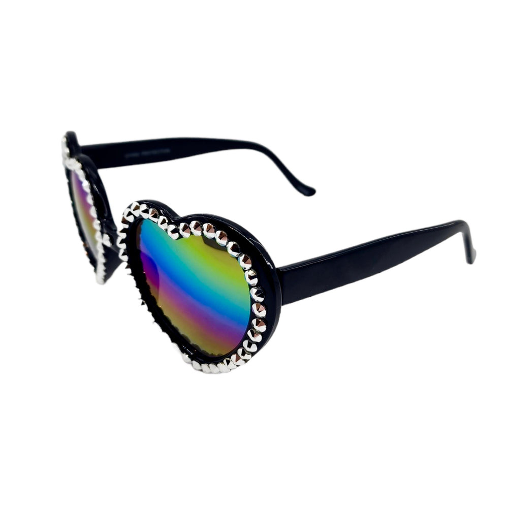 LOLITA CHROME RHINESTONE HEART SUNGLASSES