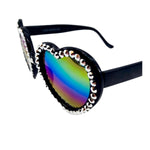 LOLITA CHROME RHINESTONE HEART SUNGLASSES