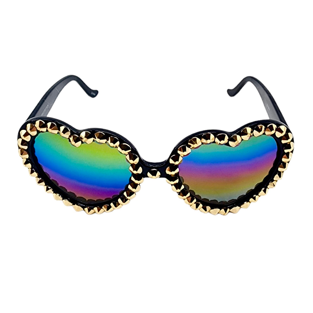 LOLITA GOLD DUST RHINESTONE HEART SUNGLASSES