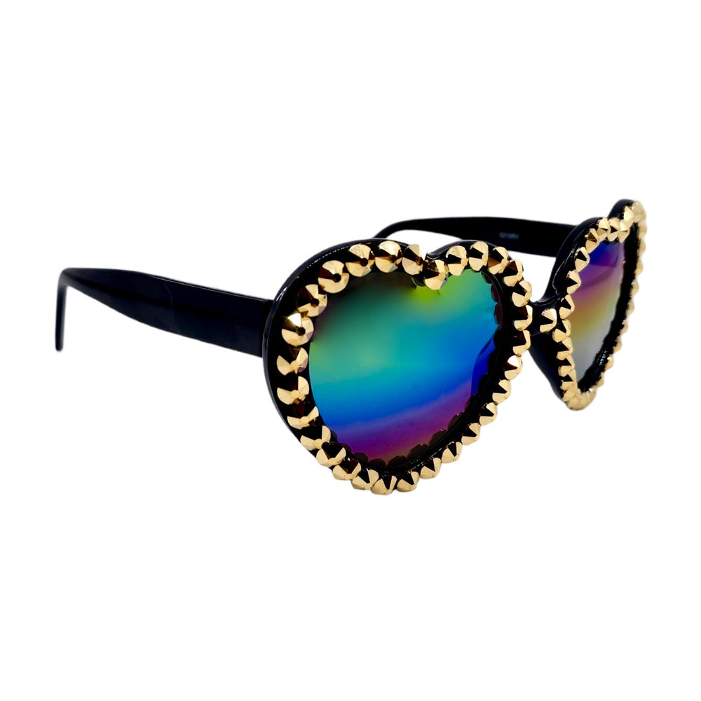 LOLITA GOLD DUST RHINESTONE HEART SUNGLASSES