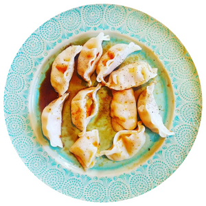 VEGETABLE POT STICKERS W/ TERIYAKI DIPPING SAUCE