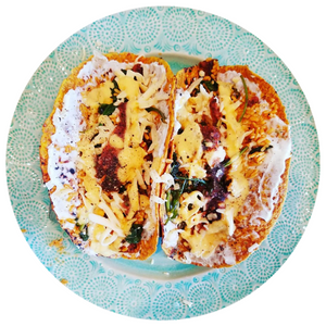 SPANISH RICE SAUSAGE KALE CHEESE TACOS