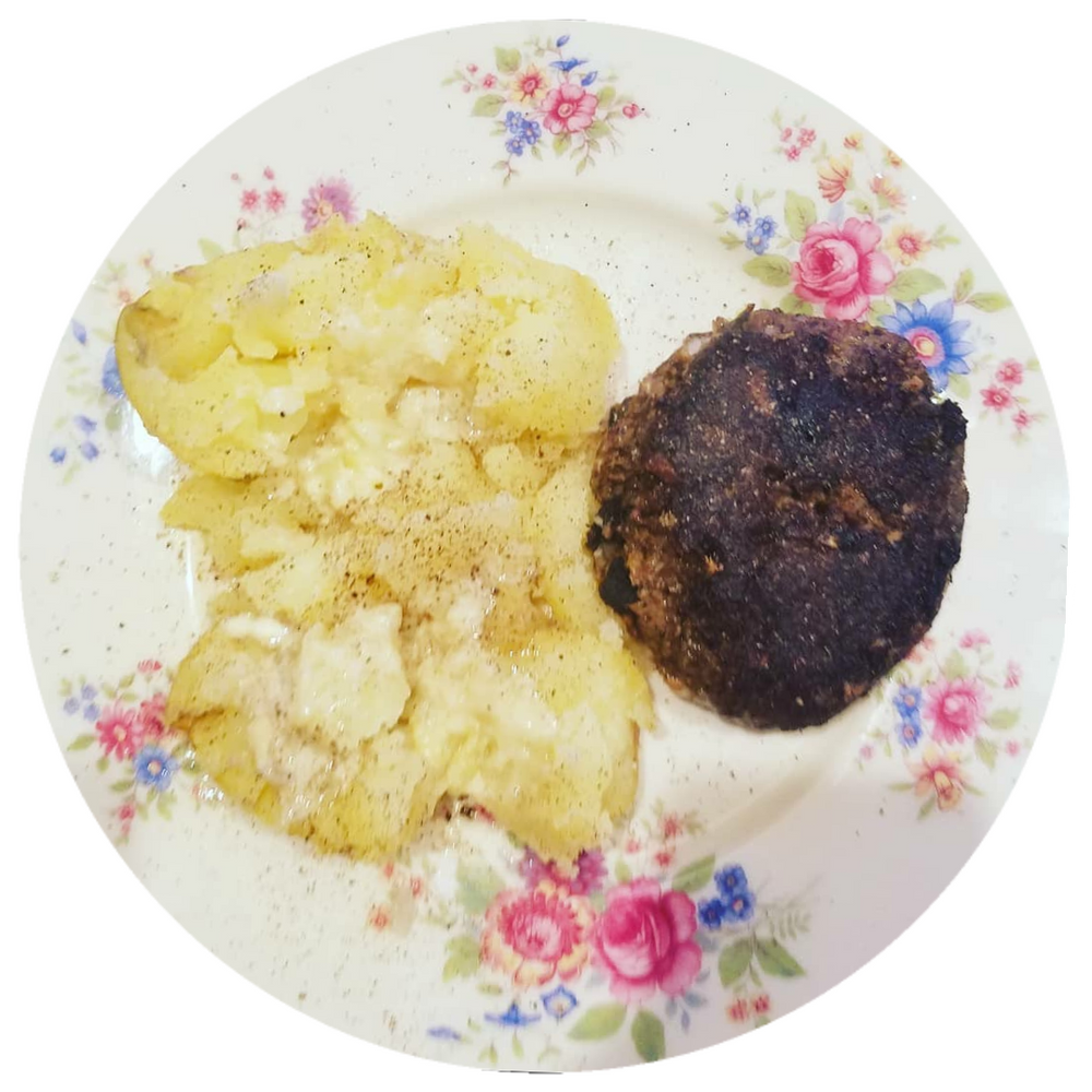 MUSHROOM BURGER + BUTTER BAKED POTATO