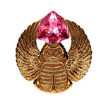 EGYPTIAN GOLD KHEPRI BEETLE PINK FOX RING