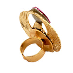 EGYPTIAN GOLD KHEPRI BEETLE PINK FOX RING