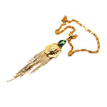 EGYPTIAN GOLD HATSHEPSUT SAGE FRINGE NECKLACE