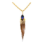 EGYPTIAN GOLD KHEPRI BEETLE TURQUOISE FRINGE NECKLACE