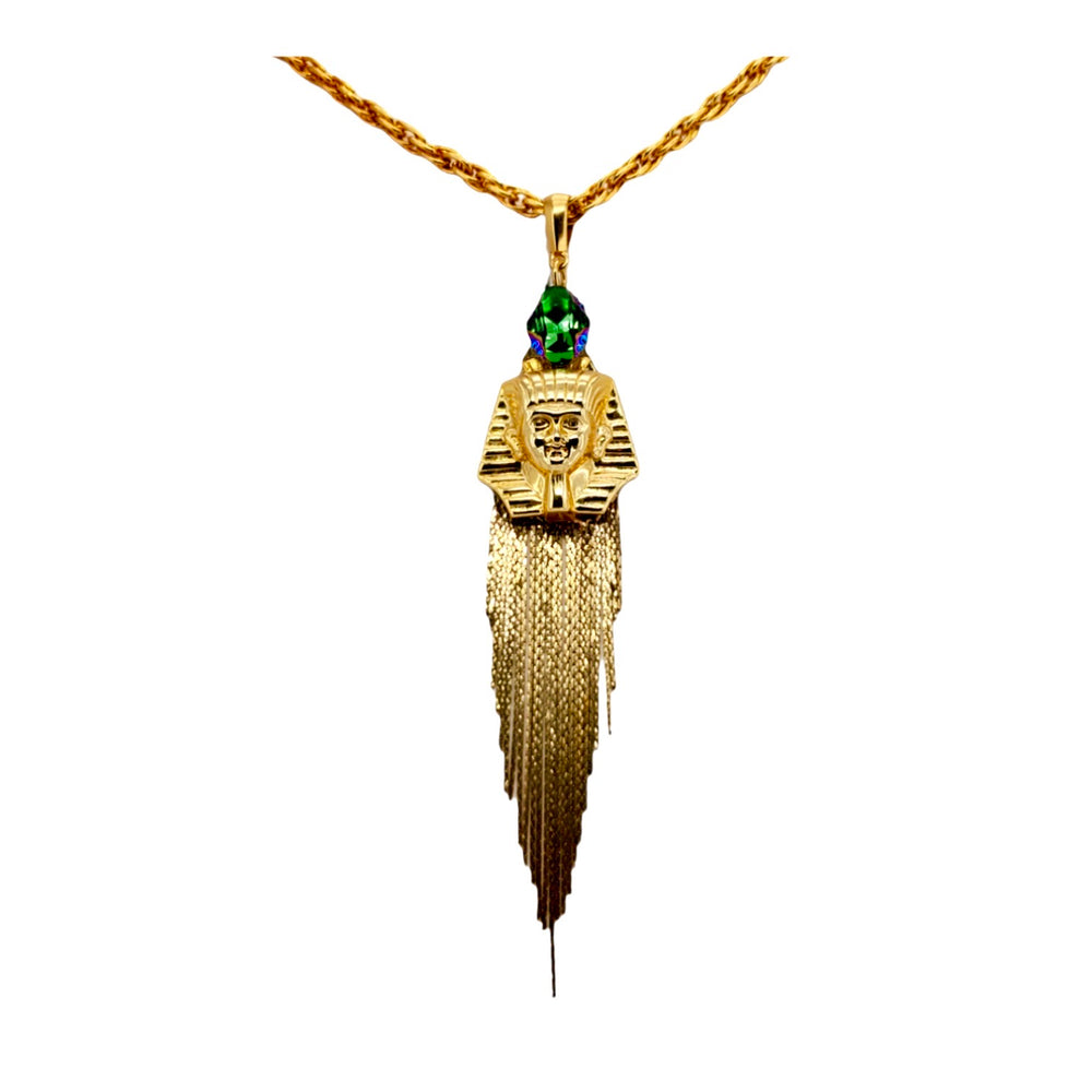 EGYPTIAN GOLD HATSHEPSUT SAGE FRINGE NECKLACE