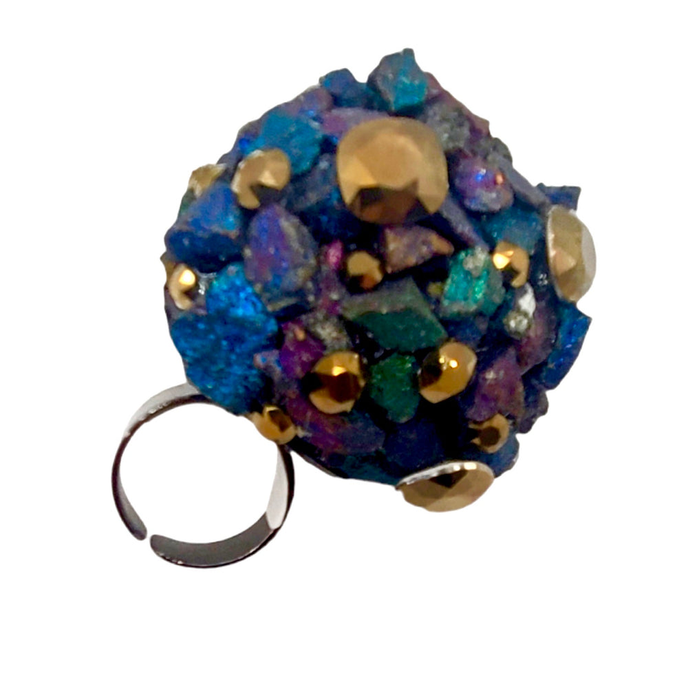 GILDED PEACOCK SMALL BAUBLE RING