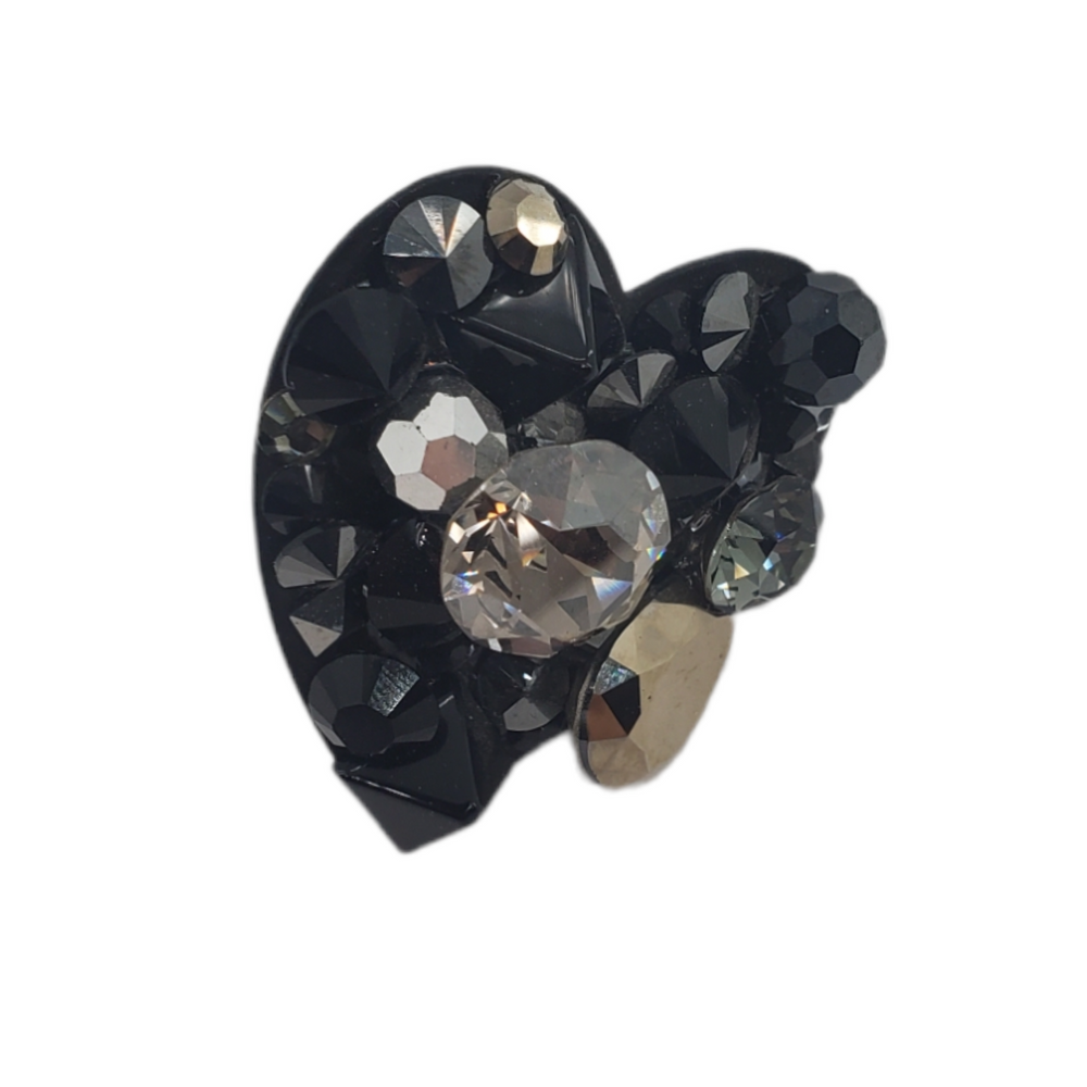 BLACK CAVIAR SMALL HEART RING