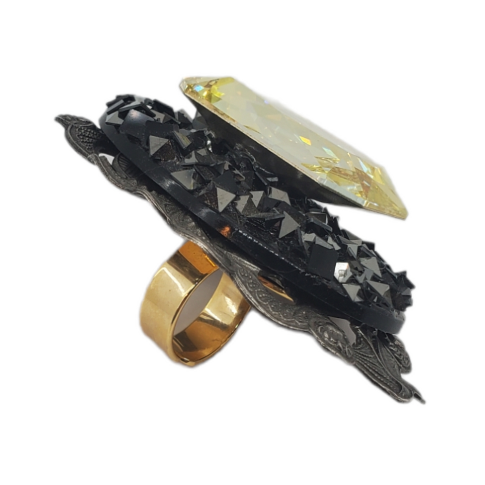 HONEY BUTTER COCKTAIL HEMATITE RING