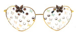 FAIRY REBEL WHITE MORPHO RANSOM BUTTERFLY JUMBO HEART SUNGLASSSES