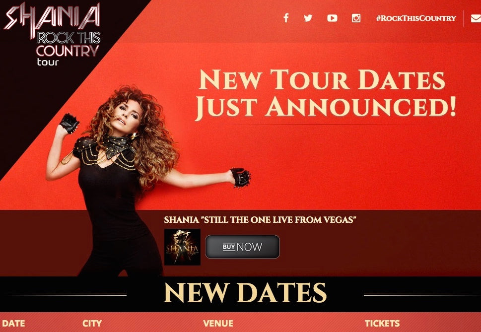 SHANIA TWAIN ROCK THIS COUNTRY TOUR MARCH 2015