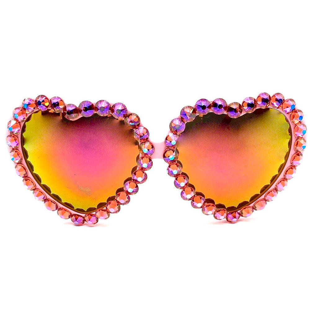 LOLITA SWEET PEACH ACID RHINESTONE HEART SUNGLASSES