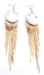 THUNDERBIRD MOONDUST DROP GOLD FRINGE EARRINGS