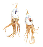 THUNDERBIRD MOONDUST DROP GOLD FRINGE EARRINGS