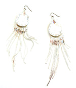 THUNDERBIRD MOONDUST DROP SILVER FRINGE EARRINGS