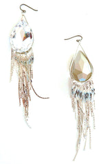 THUNDERBIRD MOONDUST DROP SILVER FRINGE EARRINGS