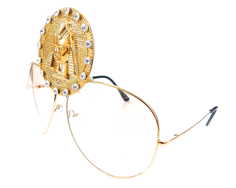 EGYPTIAN GOLD TUTANKHAMUN MOONDUST MEDALLION AVIATOR SUNGLASSES