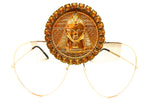 EGYPTIAN GOLD TUTANKHAMUN SUNDUST RHINESTONE MEDALLION AVIATOR SUNGLASSES