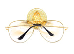 EGYPTIAN GOLD TUTANKHAMUN SUNDUST RHINESTONE MEDALLION AVIATOR SUNGLASSES