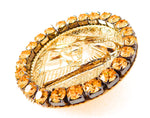 EGYPTIAN GOLD TUTANKHAMUN SUN DUST RHINESTONE MEDALLION RING