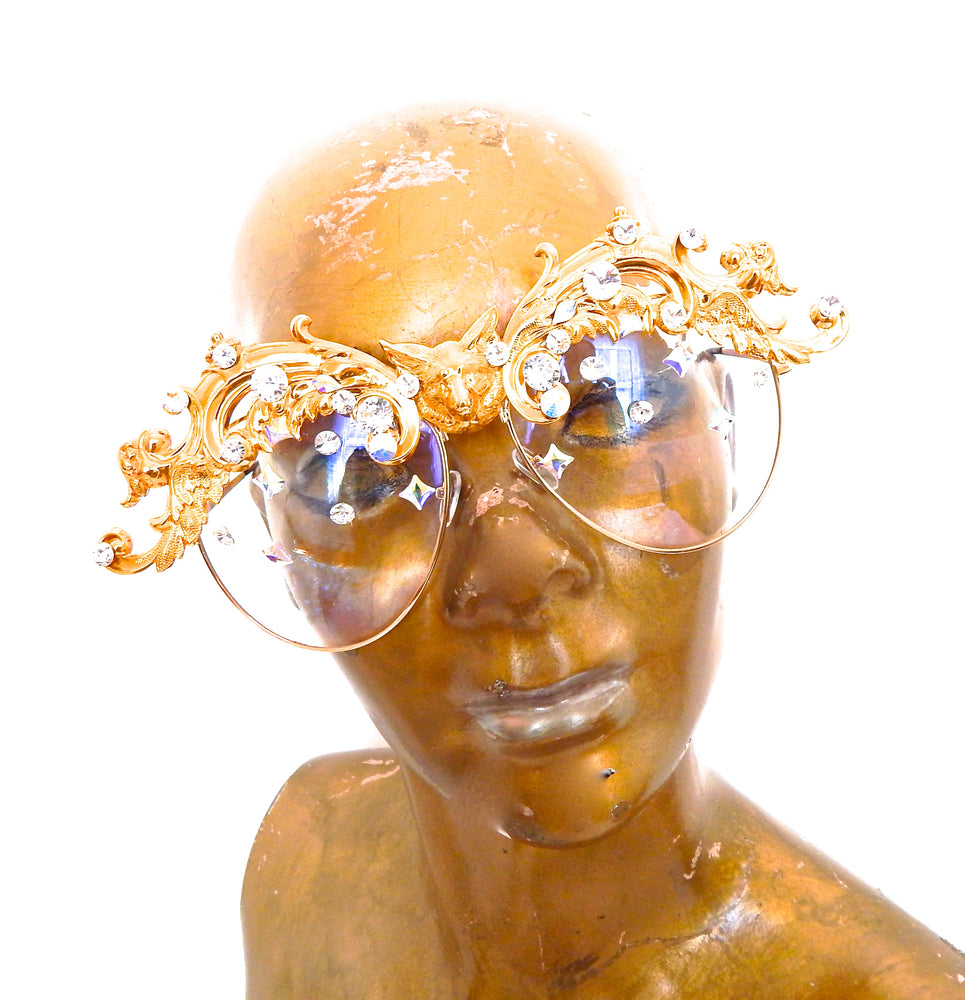 WESTRAY GOLD FOXES RHINESTONE GUNRUNNER AVIATORS SUNGLASSES