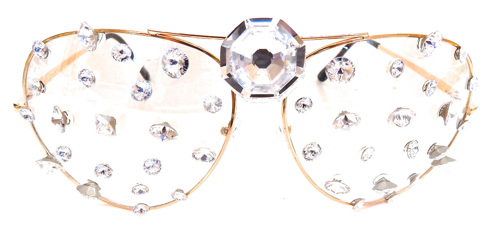 WESTRAY GOLD MOONLIGHT STARDUST EMPIRE RHINESTONE AVIATOR SUNGLASSES