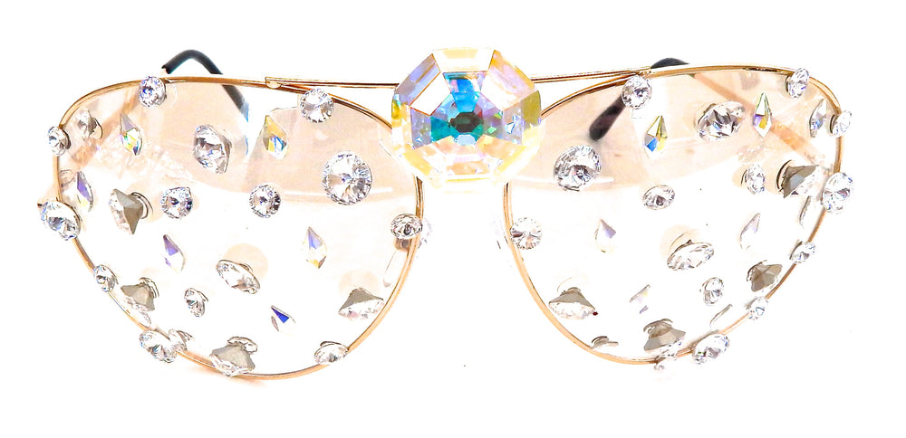 WESTRAY GOLD OPAL STARDUST RHINESTON EMPIRE AVIATOR SUNGLASSES
