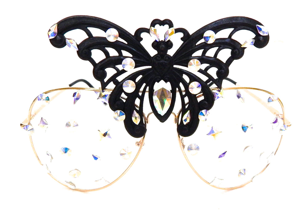 WESTRAY SHADOW BUTTERFLY KNIFE RHINESTONE AVIATOR SUNGLASSES