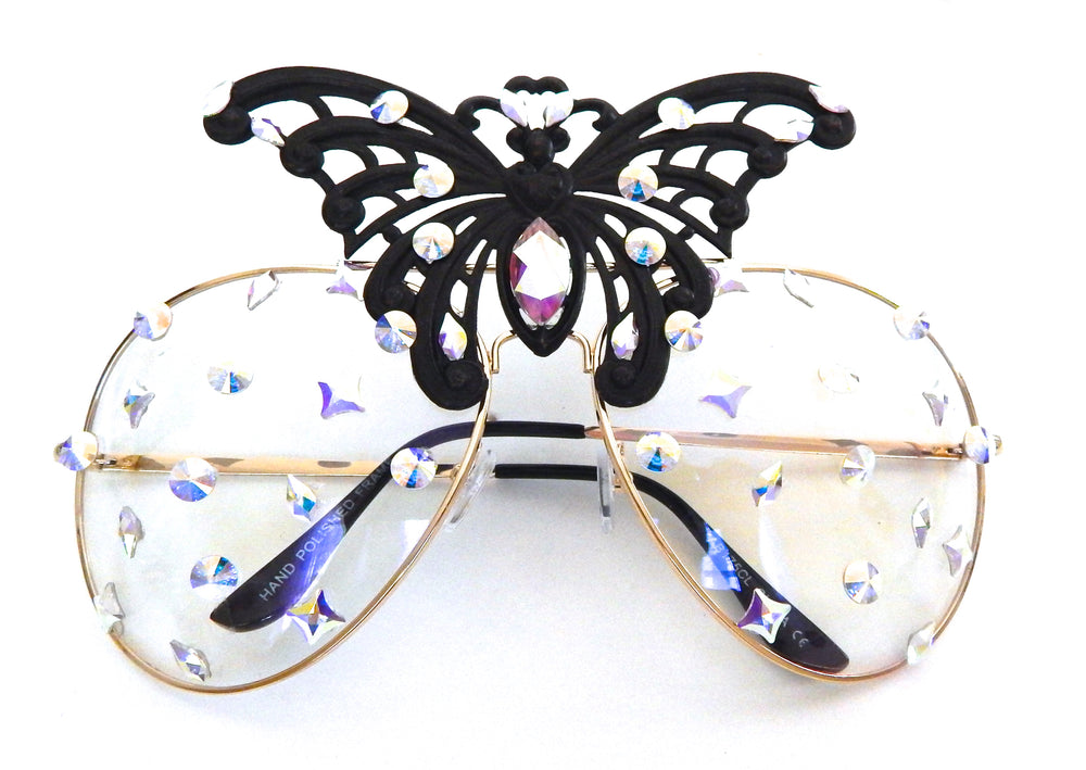 WESTRAY SHADOW BUTTERFLY KNIFE RHINESTONE AVIATOR SUNGLASSES