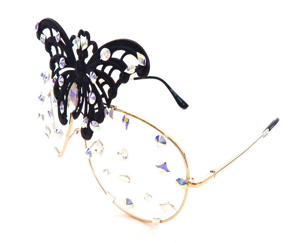 WESTRAY SHADOW BUTTERFLY KNIFE RHINESTONE AVIATOR SUNGLASSES
