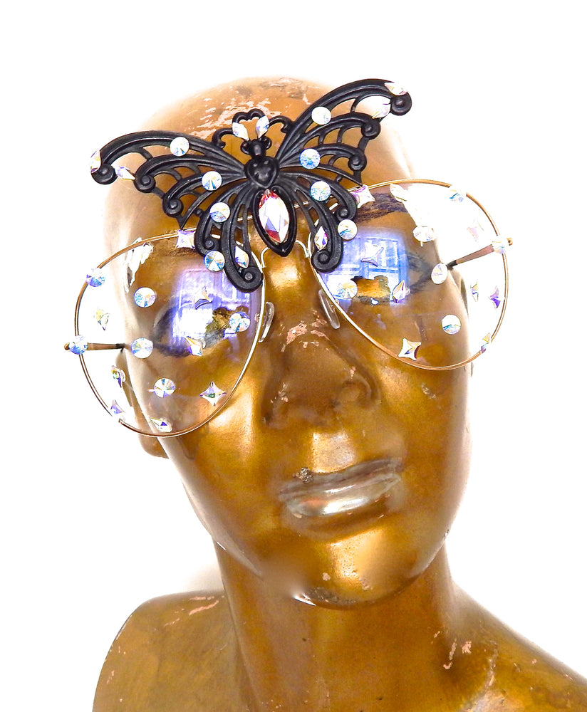 WESTRAY SHADOW BUTTERFLY KNIFE RHINESTONE AVIATOR SUNGLASSES