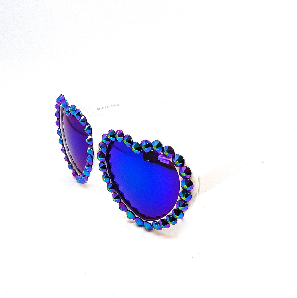 LOLITA WILD PEACOCK ACID RHINESTONE HEART SUNGLASSES